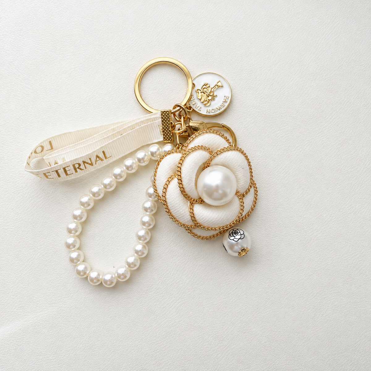 Pearl Flower Charm Keychain
